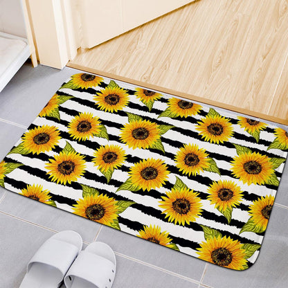 Sunflower Striped Pattern Print Indoor Door Mat