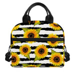 Sunflower Striped Pattern Print Insulated Lunch Bag