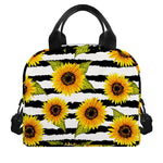 Sunflower Striped Pattern Print Insulated Lunch Bag