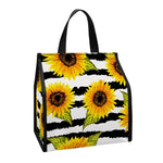 Sunflower Striped Pattern Print Insulated Lunch Tote