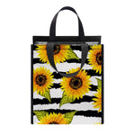 Sunflower Striped Pattern Print Insulated Lunch Tote