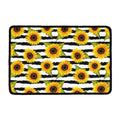 Sunflower Striped Pattern Print Kitchen Mat