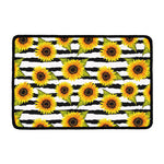 Sunflower Striped Pattern Print Kitchen Mat