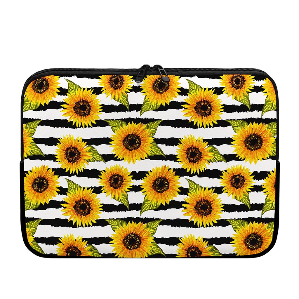 Sunflower Striped Pattern Print Laptop Sleeve