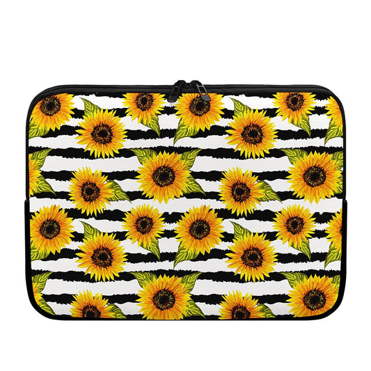 Sunflower Striped Pattern Print Laptop Sleeve