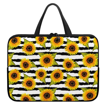Sunflower Striped Pattern Print Laptop Sleeve With Handle