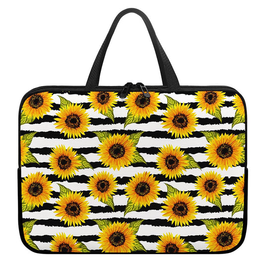 Sunflower Striped Pattern Print Laptop Sleeve With Handle
