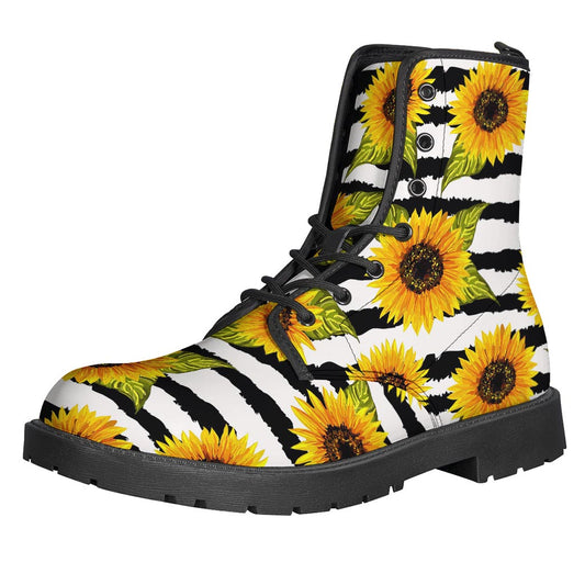 Sunflower Striped Pattern Print Backpack