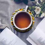 Sunflower Striped Pattern Print Leather Coaster Set