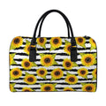 Sunflower Striped Pattern Print Leather Duffel Bag