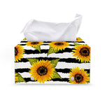 Sunflower Striped Pattern Print Leather Tissue Box Cover