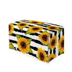 Sunflower Striped Pattern Print Leather Tissue Box Cover