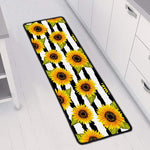 Sunflower Striped Pattern Print Long Kitchen Mat