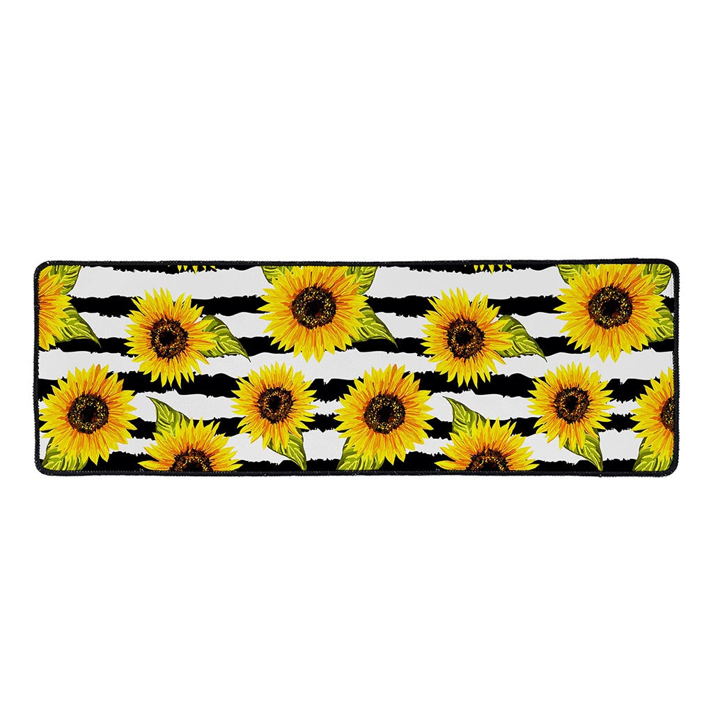 Sunflower Striped Pattern Print Long Kitchen Mat