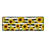 Sunflower Striped Pattern Print Long Kitchen Mat