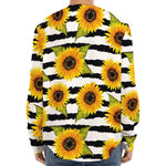 Sunflower Striped Pattern Print Long Sleeve Baseball Jersey