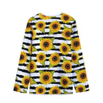 Sunflower Striped Pattern Print Long Sleeve Short Coat
