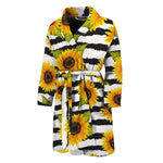 Sunflower Striped Pattern Print Men's Bathrobe