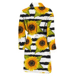 Sunflower Striped Pattern Print Men's Bathrobe
