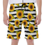 Sunflower Striped Pattern Print Men's Beach Shorts