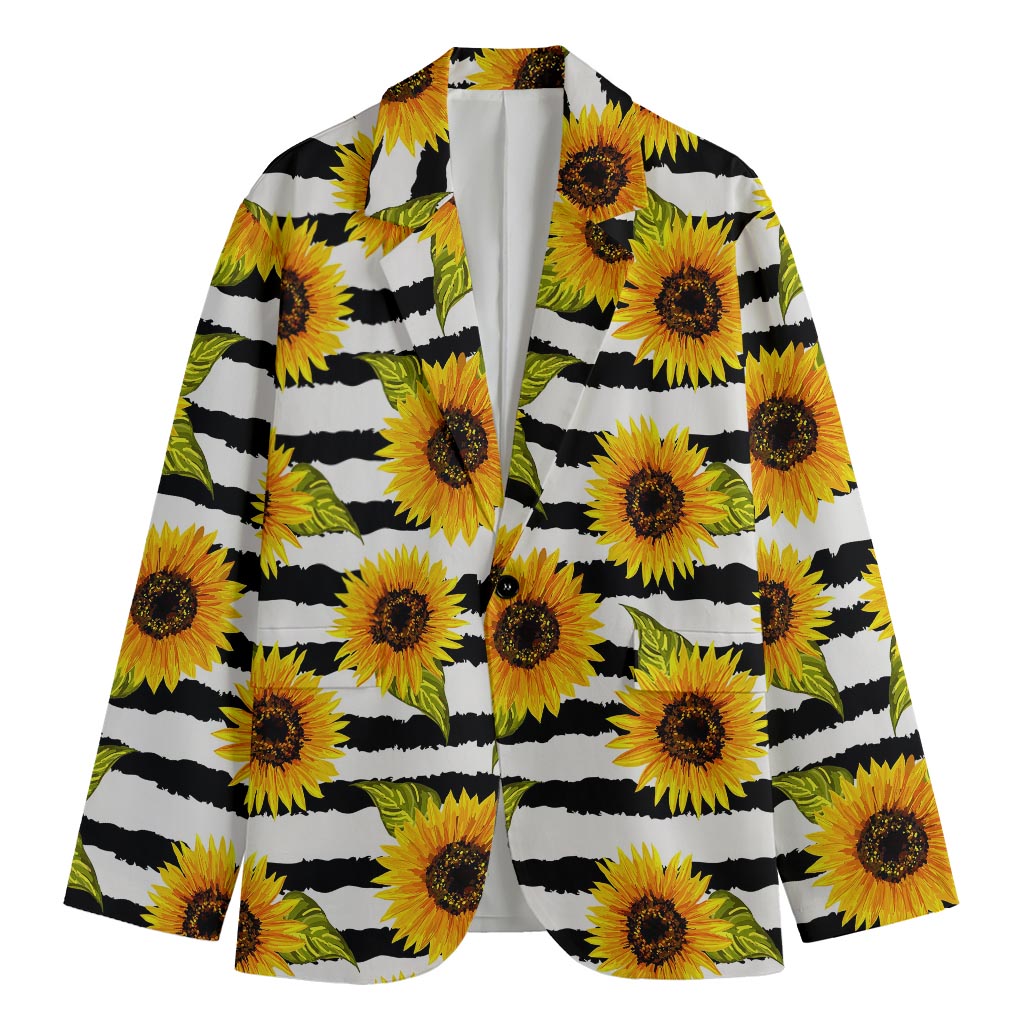 Sunflower Striped Pattern Print Men's Blazer