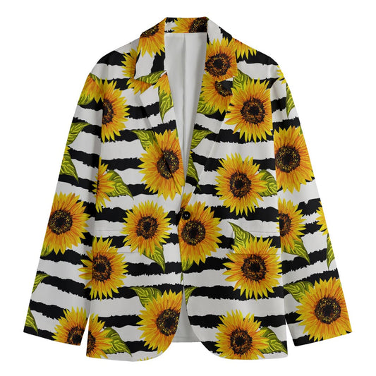 Sunflower Striped Pattern Print Men's Blazer