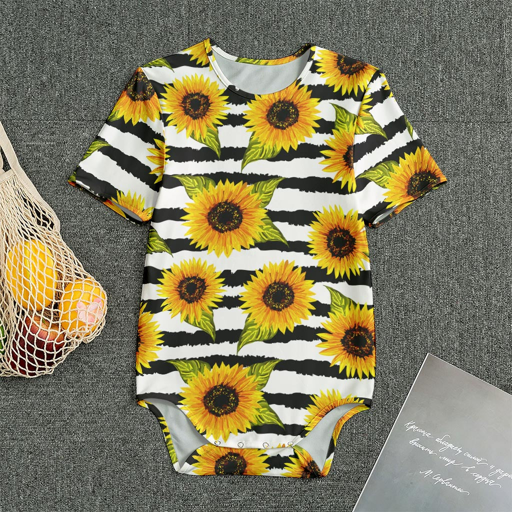 Sunflower Striped Pattern Print Men's Bodysuit