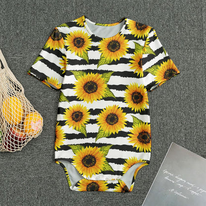 Sunflower Striped Pattern Print Men's Bodysuit