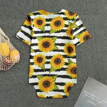 Sunflower Striped Pattern Print Men's Bodysuit