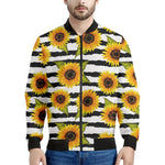 Sunflower Striped Pattern Print Men's Bomber Jacket