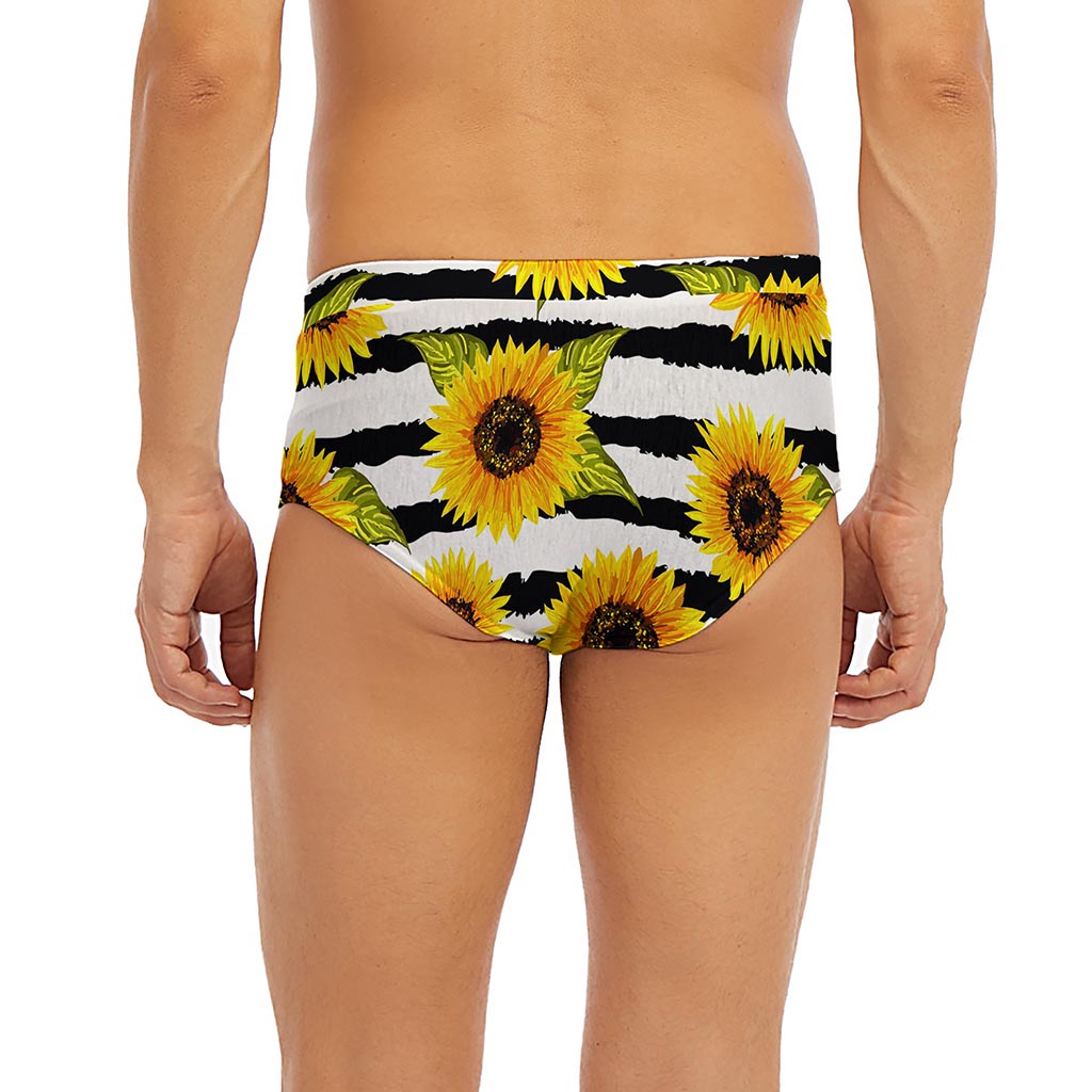 Sunflower Striped Pattern Print Men's Briefs