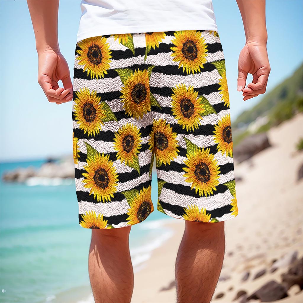 Sunflower Striped Pattern Print Men's Cargo Shorts