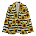 Sunflower Striped Pattern Print Men's Cotton Blazer
