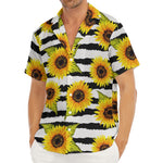 Sunflower Striped Pattern Print Men's Deep V-Neck Shirt