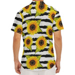 Sunflower Striped Pattern Print Men's Deep V-Neck Shirt