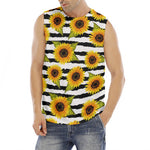 Sunflower Striped Pattern Print Men's Fitness Tank Top