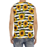 Sunflower Striped Pattern Print Men's Fitness Tank Top