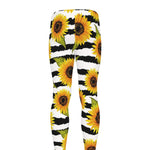 Sunflower Striped Pattern Print Men's leggings