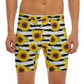 Sunflower Striped Pattern Print Men's Long Boxer Briefs