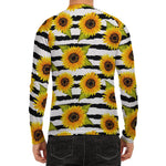 Sunflower Striped Pattern Print Men's Long Sleeve Rash Guard