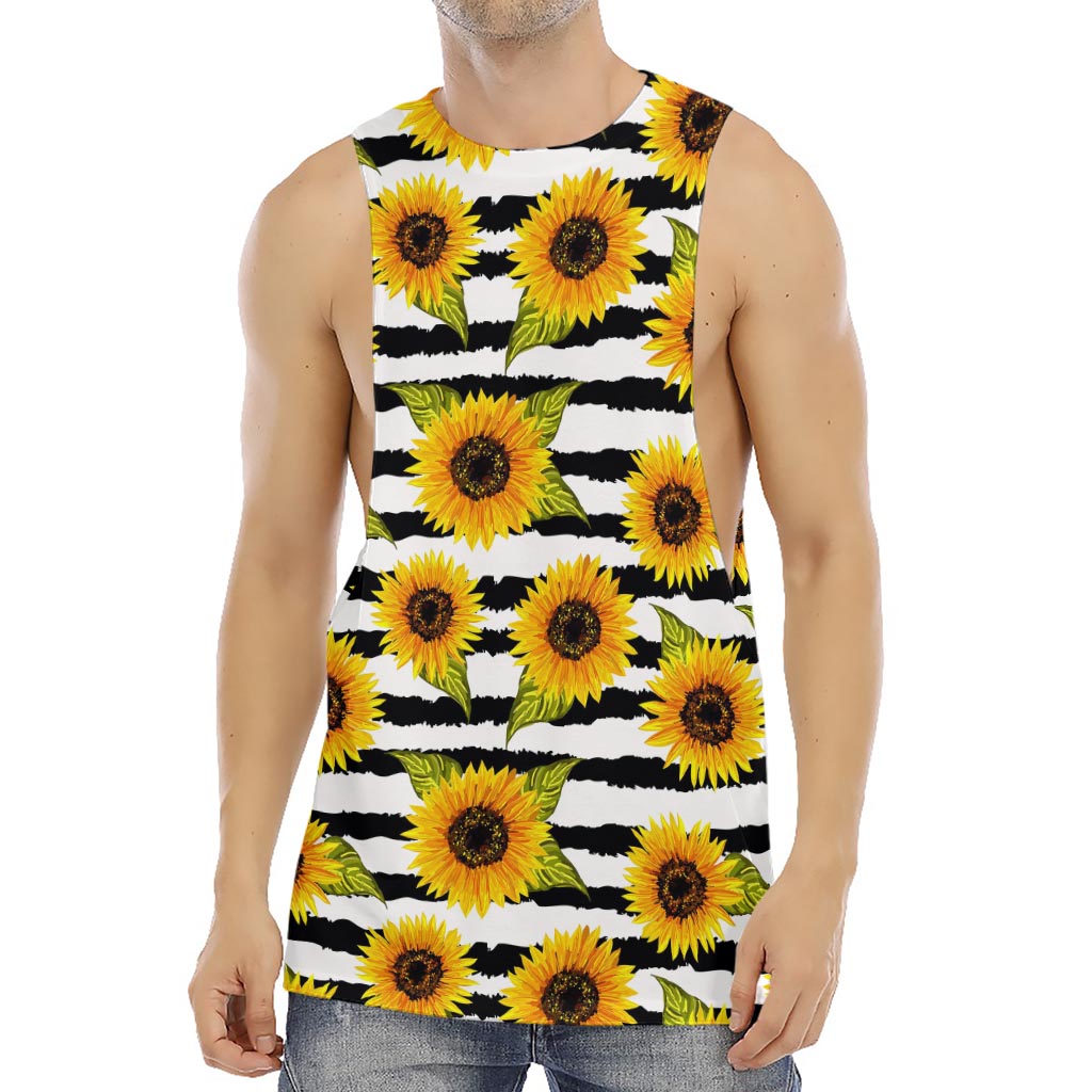 Sunflower Striped Pattern Print Men's Muscle Tank Top
