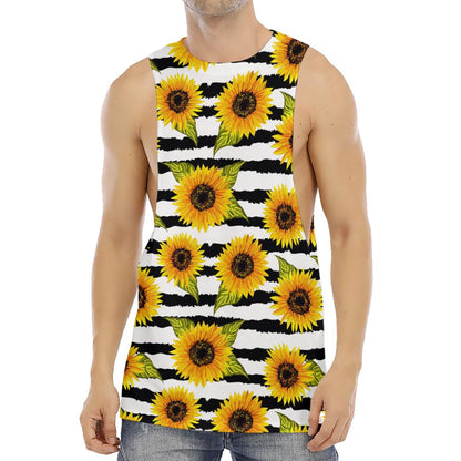 Sunflower Striped Pattern Print Men's Muscle Tank Top