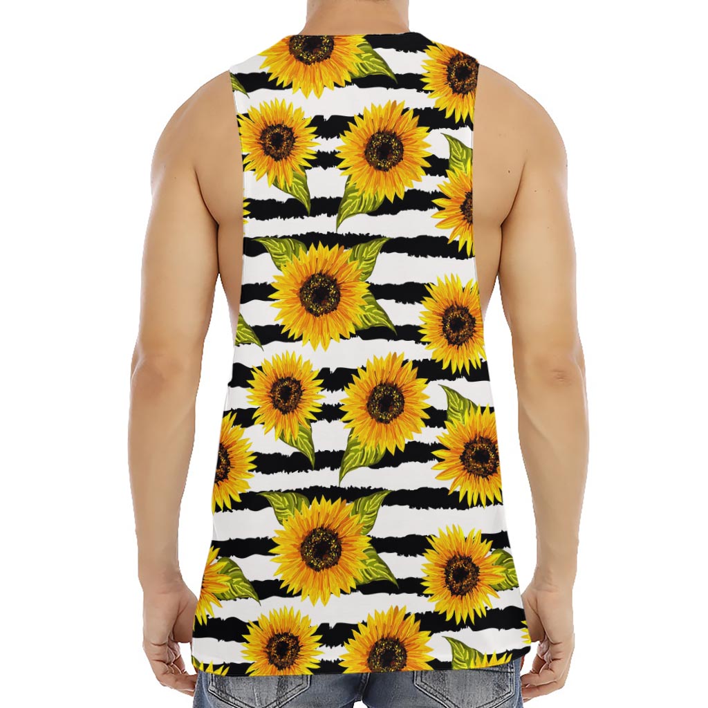Sunflower Striped Pattern Print Men's Muscle Tank Top