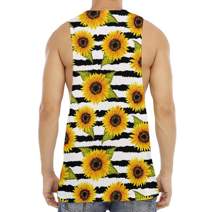 Sunflower Striped Pattern Print Men's Muscle Tank Top