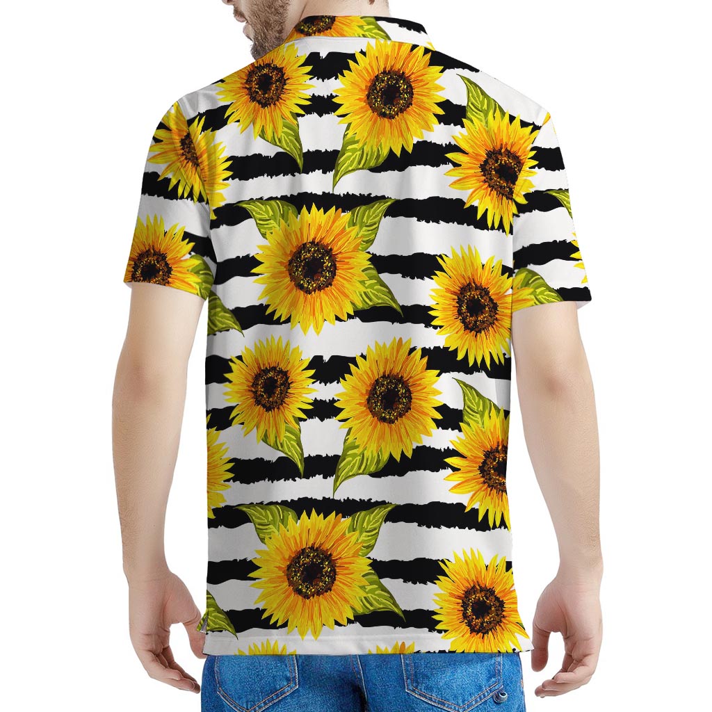 Sunflower Striped Pattern Print Men's Polo Shirt