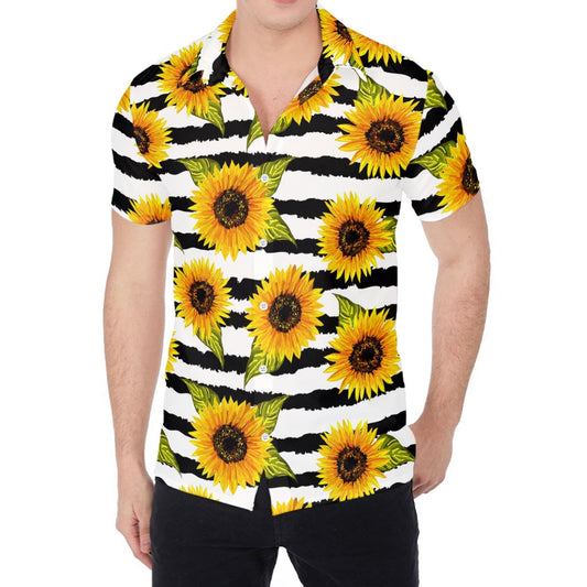 Sunflower Striped Pattern Print Men's Shirt