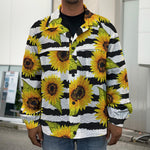 Sunflower Striped Pattern Print Men's Shirt Jacket
