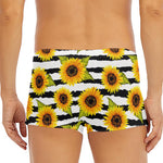 Sunflower Striped Pattern Print Men's Short Boxer Briefs