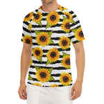Sunflower Striped Pattern Print Men's Short Sleeve Rash Guard