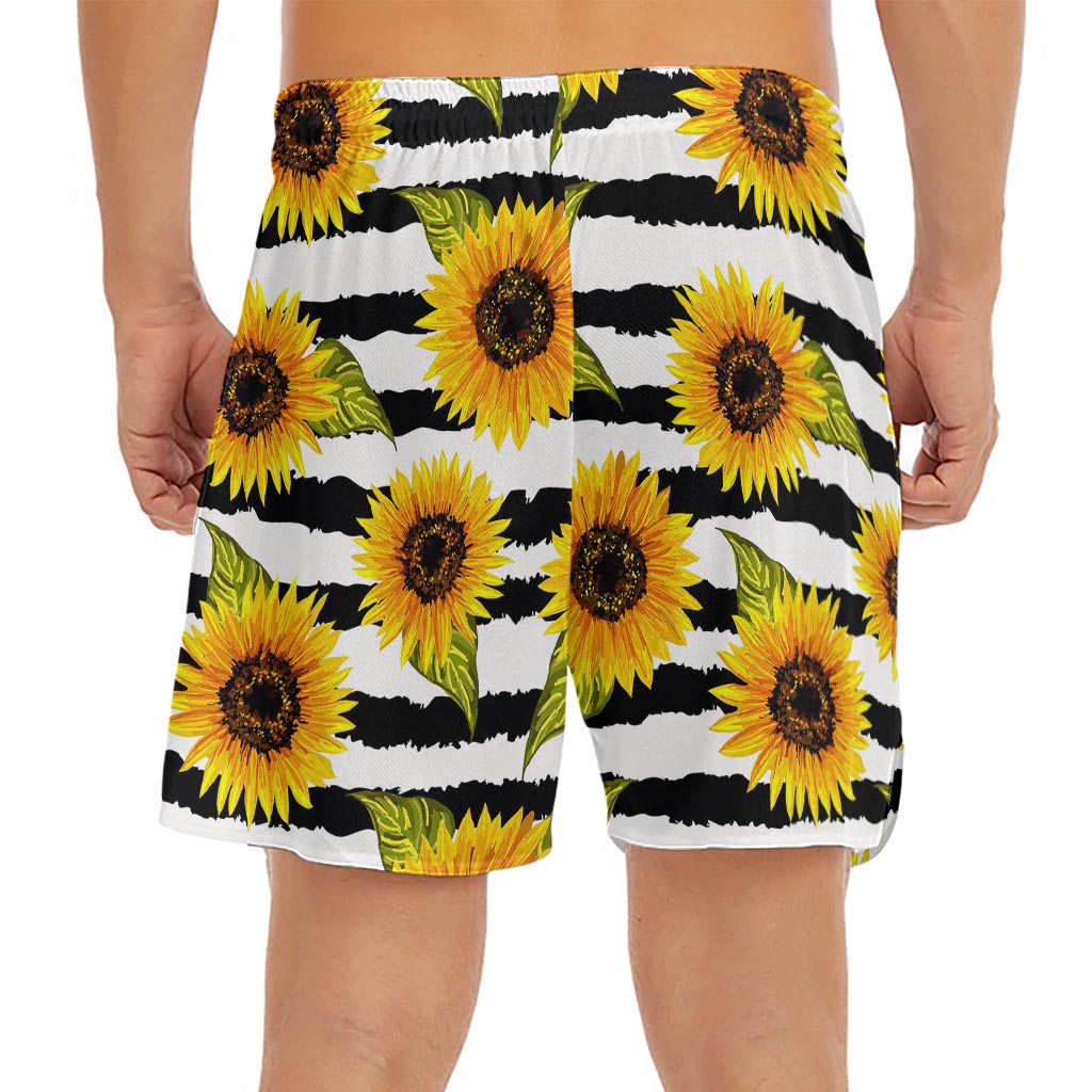 Sunflower Striped Pattern Print Men's Split Running Shorts
